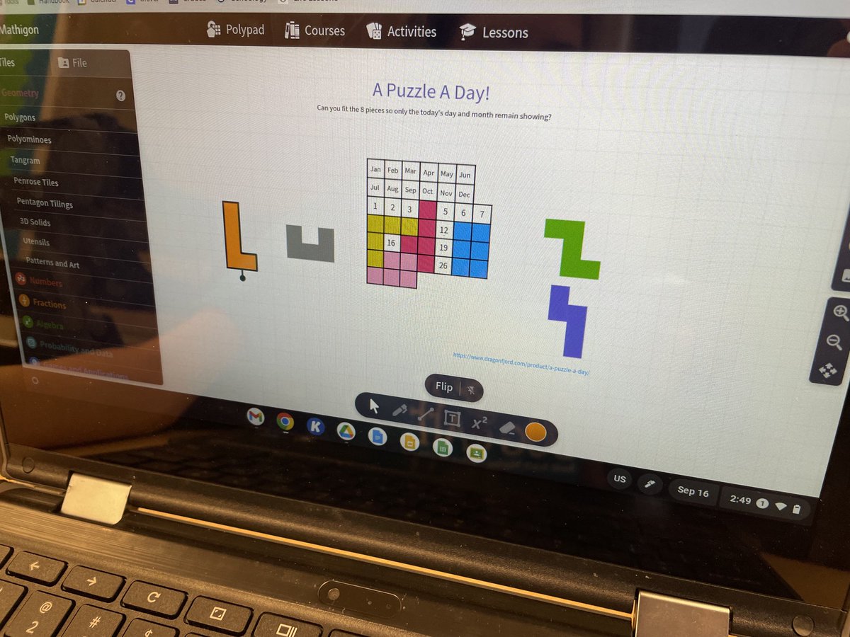 cmt215il's tweet photo. ⁦@MathigonOrg⁩ ‘s A Puzzle a Day was a HUGE hit with my 10th period math class today. Definitely one to add to the list of sites for students to visit if the finish their work early! https://t.co/5FBTdEBYkN https://t.co/MBQy9ia90F