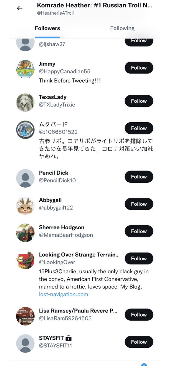 HeatherMoAndCo's tweet photo. In a random sampling of 70 followers of this account, 59 of the 70 were created in the past 7 months, of the 11 that were created before 2020, only 4 were created before 2016/17. This account has also once again changed the Twitter address to one meant to harass me. #TrollNet https://t.co/dAkjbW4qmw