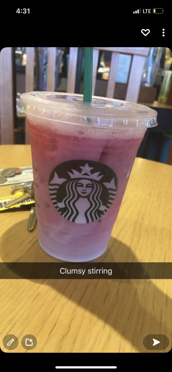 taketwentythree's tweet photo. i have this video in my sc memories from 2017 and it makes me so fucking mad now because who the fuck thought it was okay to give me this? 😐 they straight up made this shit in the cup. and i was none the wiser, happily stirring a pink drink 🥲 https://t.co/5SiuDCeGu3