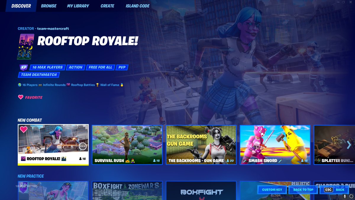 MastercraftFN's tweet photo. Rooftop Royale is currently trending in Discover! Hop in and play now! 

Island code: 1723-1286-3811

@FNCreate #FortniteCreative https://t.co/W09hAinDd8