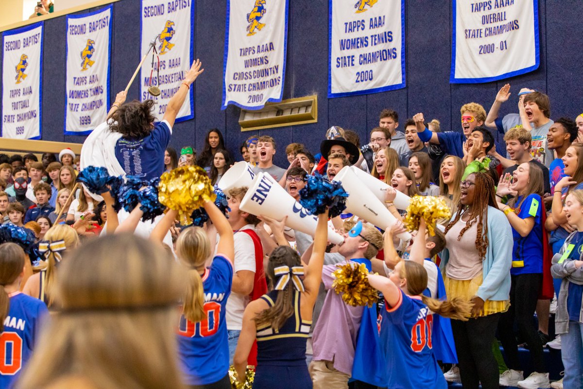 SBS_Houston's tweet photo. Today's superhero themed pep rally filled the E Gym with a deafening roar as upper school students prepared for tonight's home football game vs St. John! #SBSmoments #ThinkLiveLead https://t.co/m8M9wC9rz6
