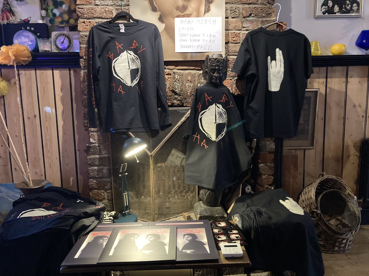 Merch table (before). What a wonderful night. Thanks to all who came. Baby hair are the building