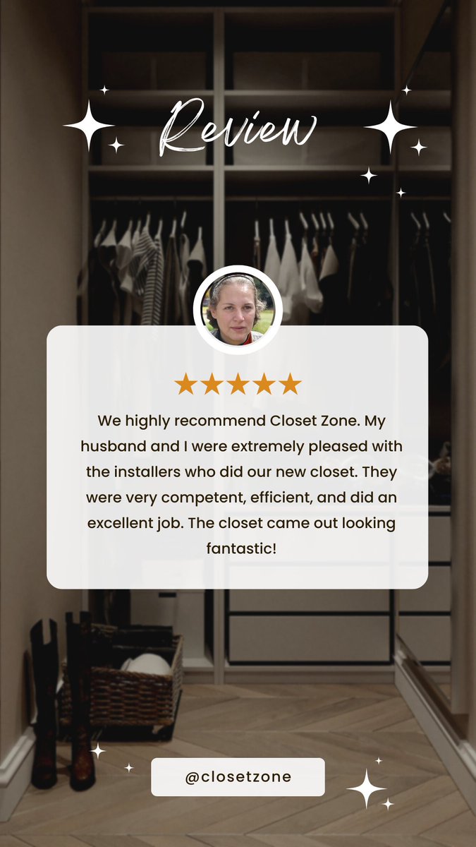 closetzonecom's tweet image. We highly recommend Closet Zone. My husband and I were extremely pleased with the installers who did our new closet. They were very competent...

#closetzonecom #customreview #customclosetdesign #closetideas #dreamclosets #customcloset #customersreview