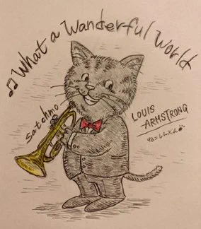 猫界のJazzの神様❗️
ルイアームストロング🎺
貴方の素晴らしい声とトランペットは最高です✨(=^x^=)
#Jazz #LouisArmstrong  #アナログイラスト #音楽 #猫イラスト #イラスト #ルイアームストロング 