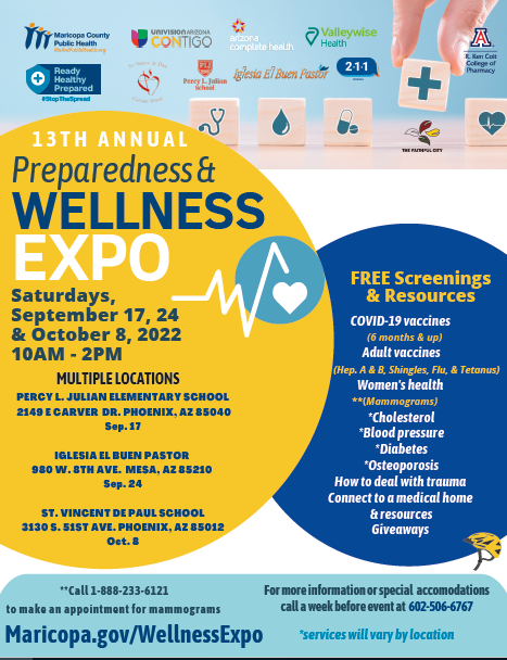 myvsuw's tweet photo. 📅 Happening tomorrow in Phoenix and Mesa! The Wellness Expo will have FREE health screenings, vaccinations and more. Mammograms will also be available by appointment only. ⬇️
#Freehealthfair #phoenix https://t.co/1bV8Vctg6o