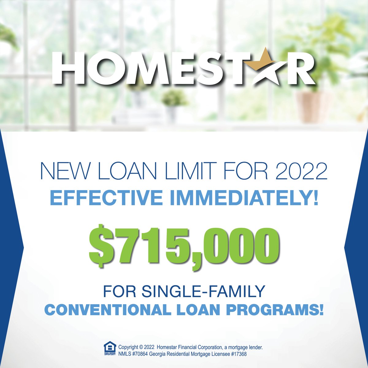 CreasiaMlo's tweet image. If you’re considering purchasing a new home, we have some exciting news! HOMESTAR is now accepting conforming loan limits up to $715,000 for single-family Conventional loan programs!
 
#loanlimits #chooseHOMESTAR #homeownership #conventionalloan