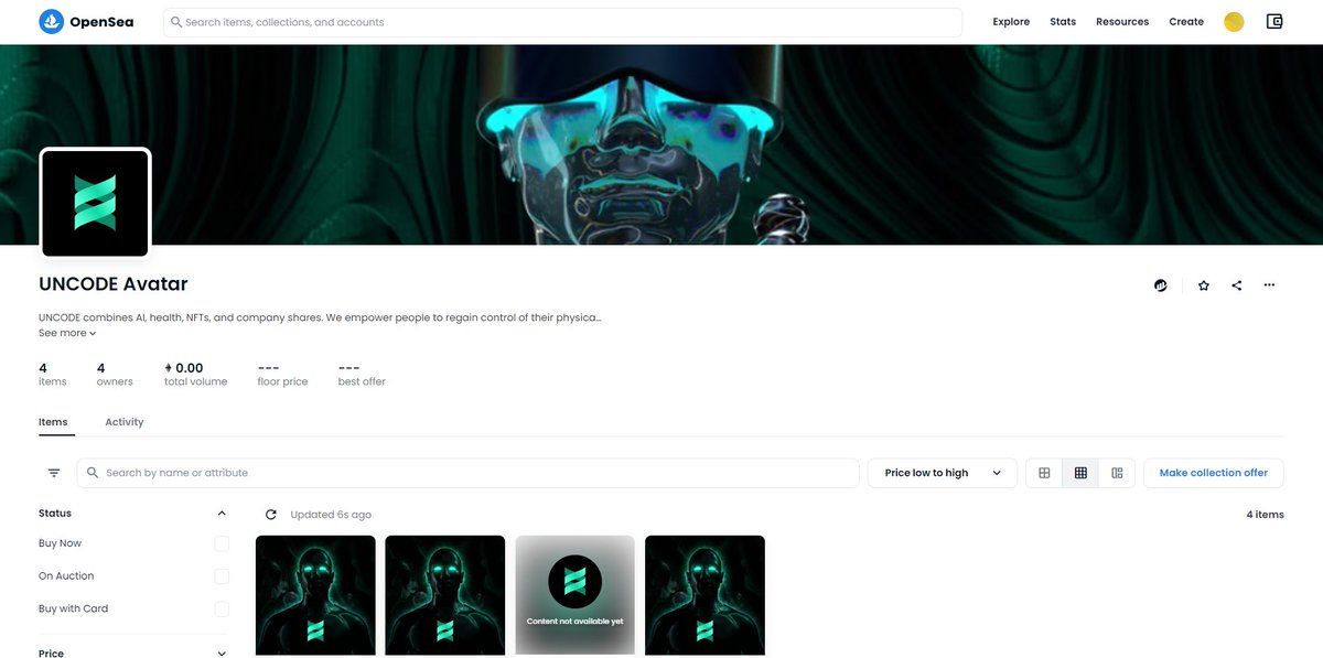 uncode_ai's tweet image. This is the official OS link:
opensea.io/collection/unc…