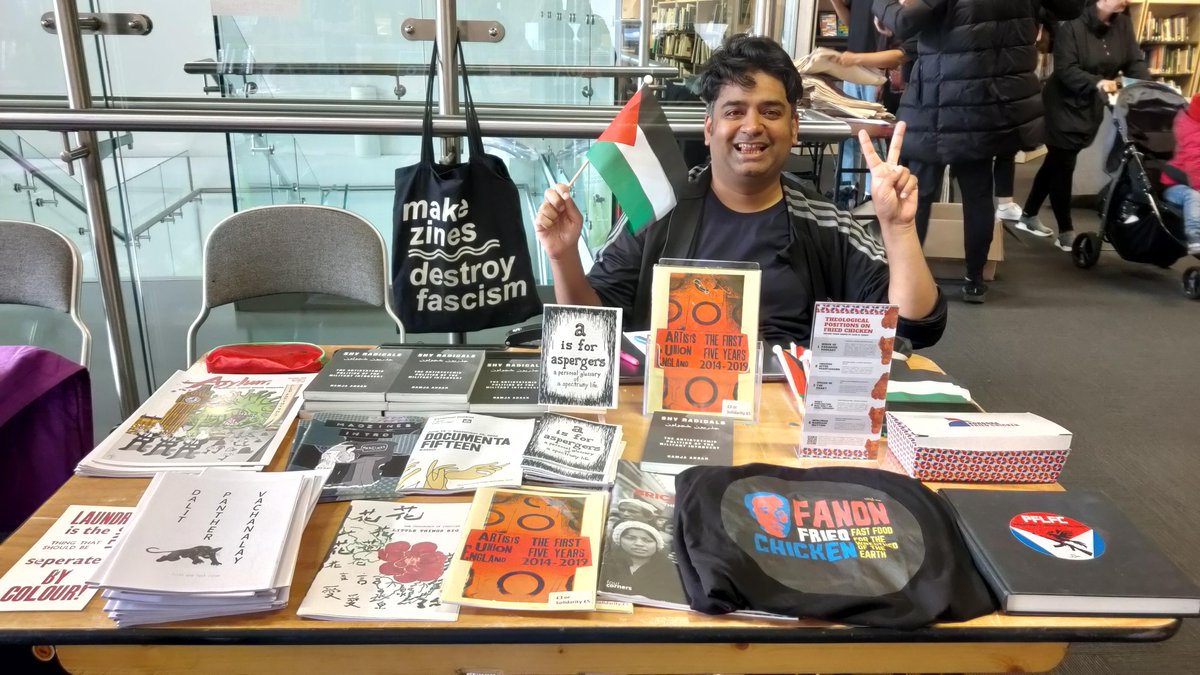 If you missed @ShyRadicals' talk, you can still catch him at his stall in the City Library and peruse the zines he's brought with him! #BZF2022 #bradford2025