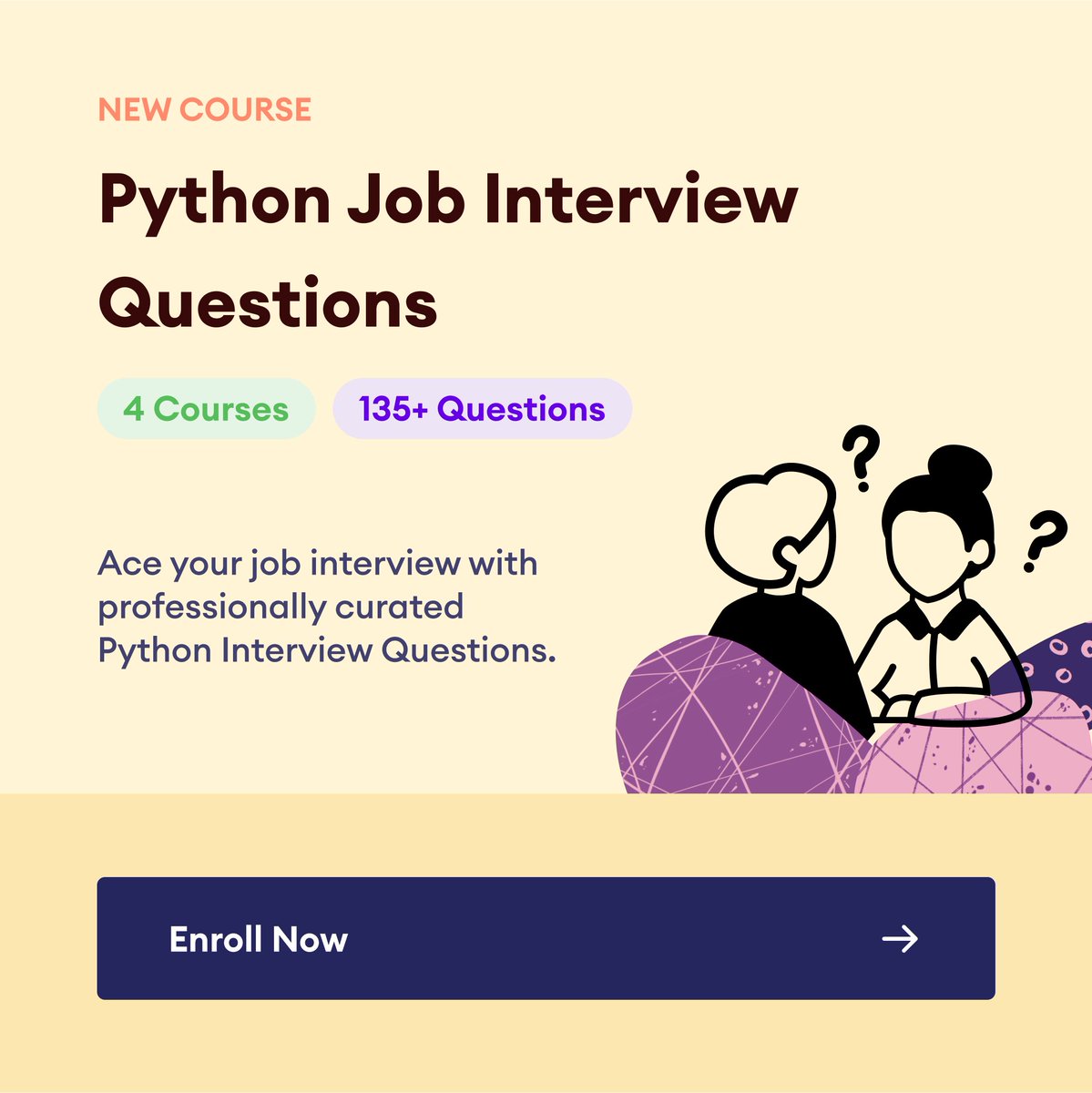 programiz's tweet photo. With over 100K job openings, Python is one of the most favored languages as it is used in different sectors.
We have introduced a new course: ”Python Job Interview Questions" to help you ace your job interview.
Start Course: https://t.co/Xan5XwL4RL
#python #course #programiz https://t.co/hbcOv7Rjh1