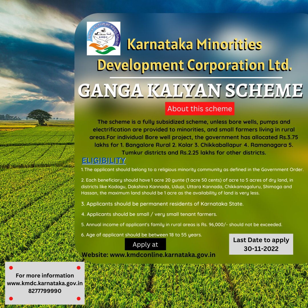Mickoppa's tweet photo. Karnataka Minorities Development Corporation..
GANGA KALYAN SCHEME FOR MINORITIES.. https://t.co/K3SghTOLuS