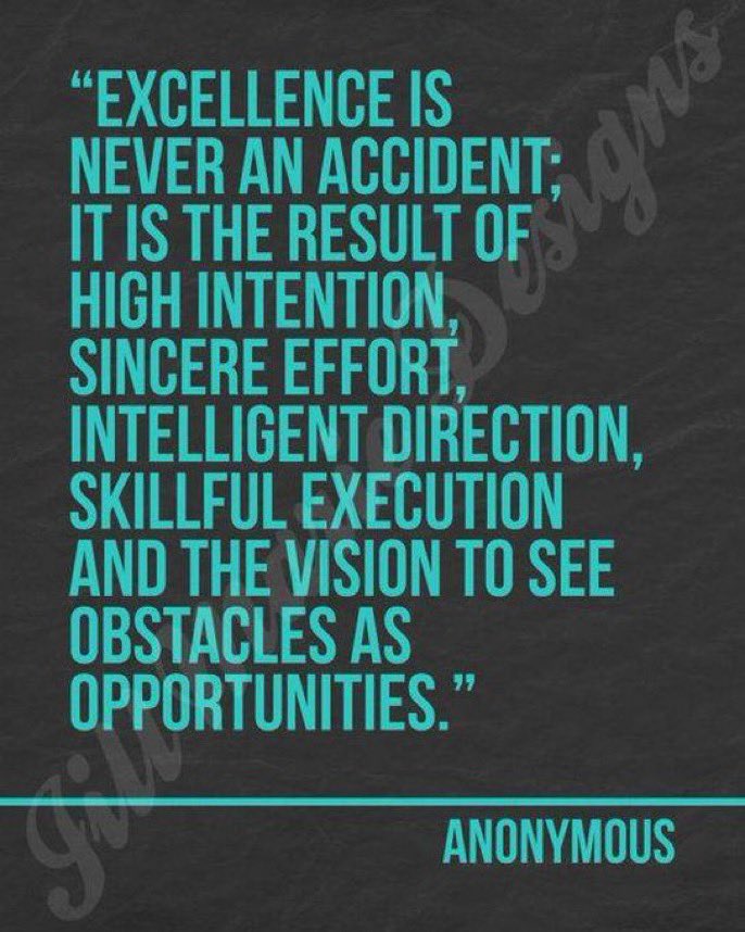 Excellence is never an accident