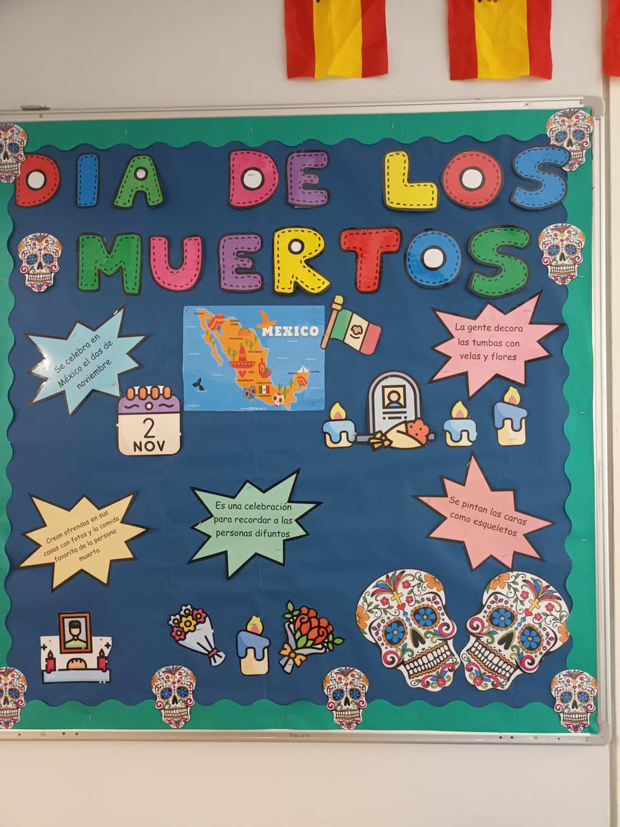 Display ready for #Díadelosmuertos .  Thanks very much to <a href="/MagicMfl/">MFLMagic</a> for the amazing displays templates and resources shared  #mfltwitterati