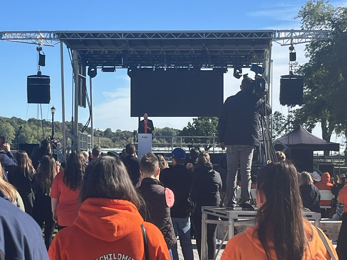#TruthAndReconciliationDay2022 #OrangeShirtDay2022 in #NiagaraFalls <a href="/NiagaraParks/">Niagara Parks</a> Power Station. #PhyillisWebstad and Fred Robbins shared their tragic stories and journey towards healing.