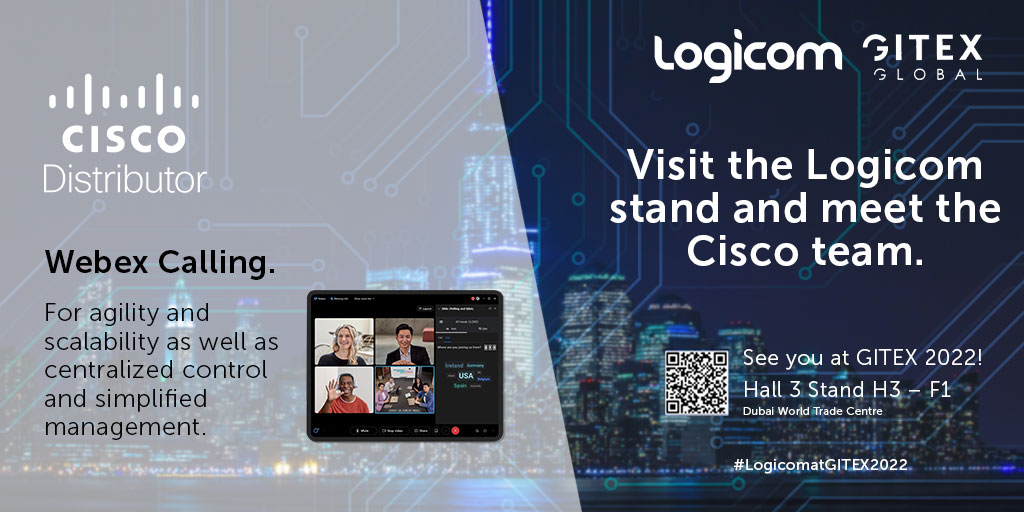 LogicomDisti's tweet image. Your office can have it all with #Webex by Cisco.  Visit the Logicom Stand at #GitexGlobal2022, meet the Cisco team and learn more about what Webex has to offer!

Visit: ow.ly/wGHO50KUmYf to learn more &amp;amp; book your meetings.

#LogicomGitex2022 #Cisco