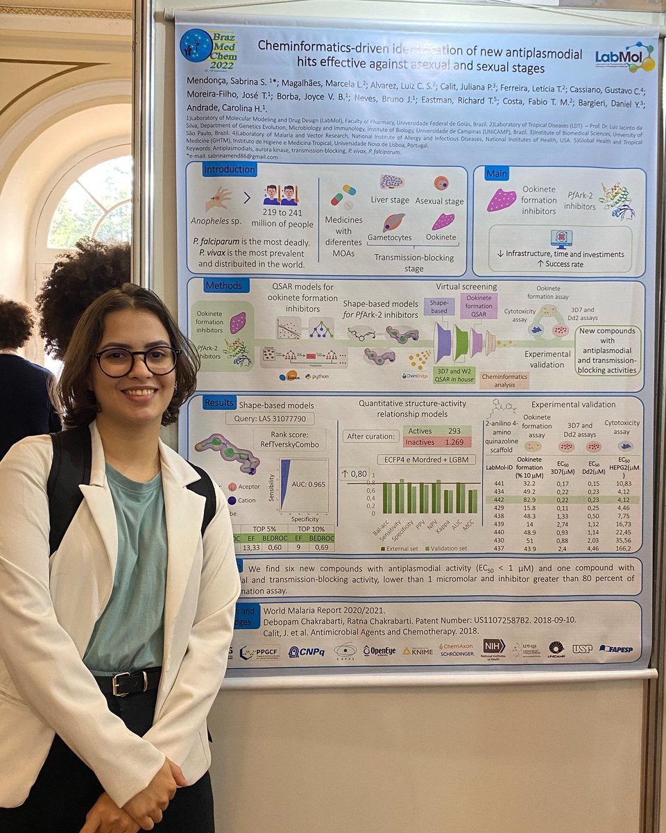 sasmendonca's tweet photo. I’m glad to make a oral and poster presentation, and receive a award for 3th best poster present in 10th BrazMedChem 2022. This presentations and award refresh my love for computational medicinal chemistry. And thank to my all collaborators to make this dream a reality. https://t.co/GW6i7COAm5