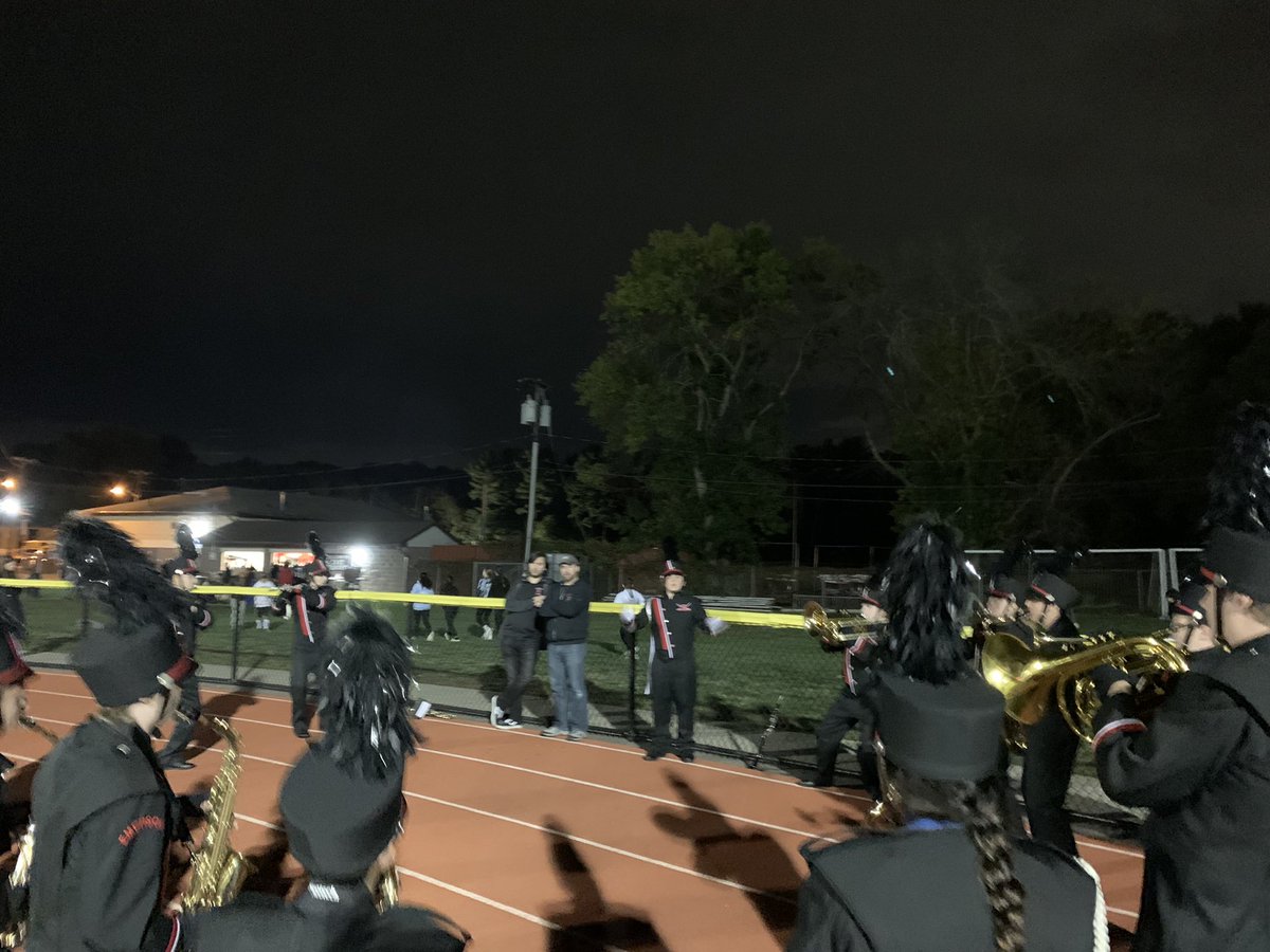 MLioneBand's tweet photo. @EmersonSupt @EmersonSports Another great Marching Band night as the Cavos win! #gocavos #nightatthemovies https://t.co/7GvskgRexe