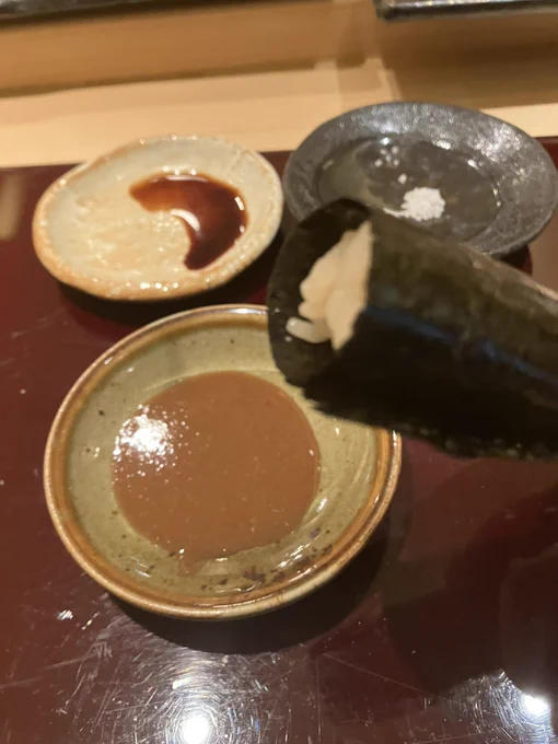 ガスエビのしんじょう、シャコ、アナゴ、エビ味噌の手巻き〜! 