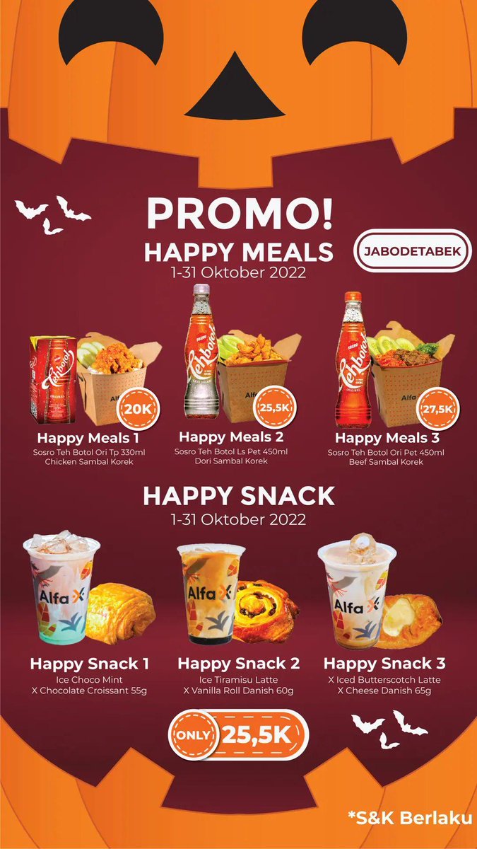 AlfaXId's tweet photo. PROMO HAPPY MEALS
JABODETABEK & NON JABODETABEK
#promomakanan #promo #promomurah #promooktober #promotwt #alfax https://t.co/EJBlhd8y9J