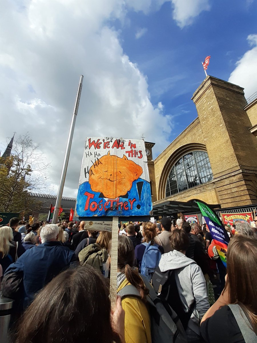 SECSC2014's tweet photo. #EnoughIsEnough King's Cross rally LIVE @eiecampaign This placard sums things up https://t.co/YLL7MkzxOP