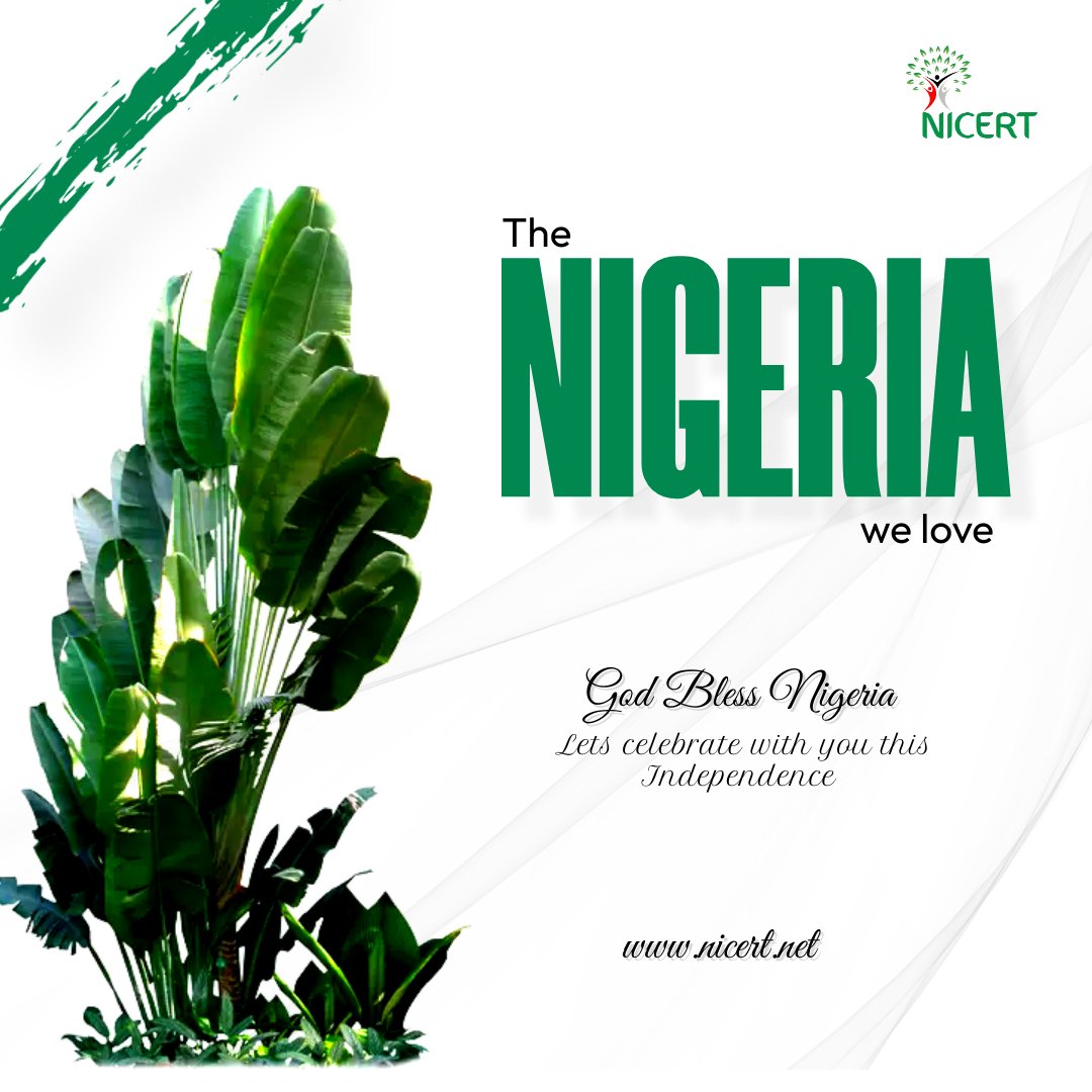 NicertGroup's tweet photo. May the glory of Independence Day be with us forever. Here's to wishing you a very happy Independence Day!
Let's salute the Nation on her 62nd Independence Day!
#Nigeria #Independence #Nigeria62 #NicertGroup #happyindependence #October1st https://t.co/KW8i4aHXNa