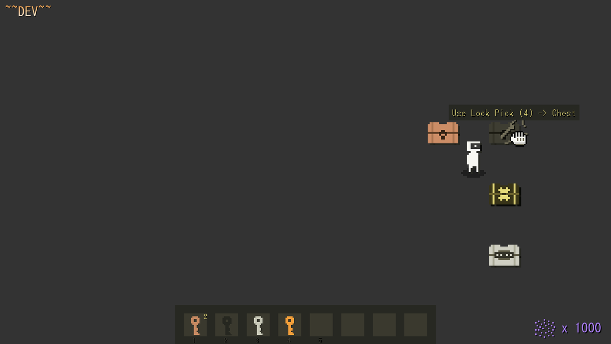 burningeyece's tweet photo. different chest types must be opened with their respective keys, but there's always lockpicks!

#indiedev #gamedev #pixelart #GameMakerStudio2 #aseprite https://t.co/kQhqitfEeF
