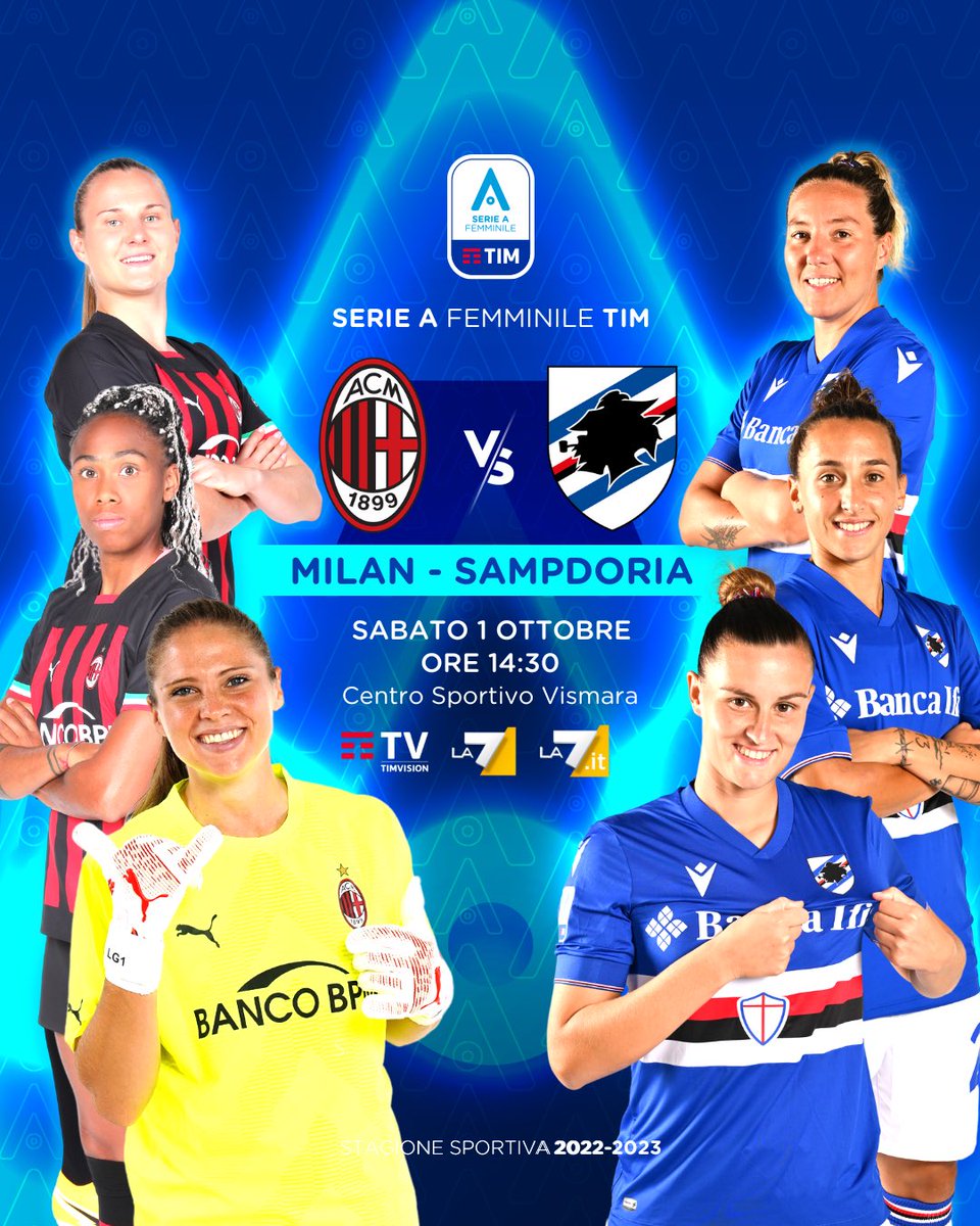 👁👁 Occhi puntati sul match del "Vismara" dove il <a href="/acmilan/">AC Milan</a> incontra la <a href="/sampdoria/">U.C. Sampdoria</a> ancora a secco di gol e vittorie con le rossonere 🔎⚽️
📺 #TimVision <a href="/La7tv/">La7</a> La7.it 
🇮🇹 #SerieAFemminile <a href="/TIM_Official/">TIM Official</a>