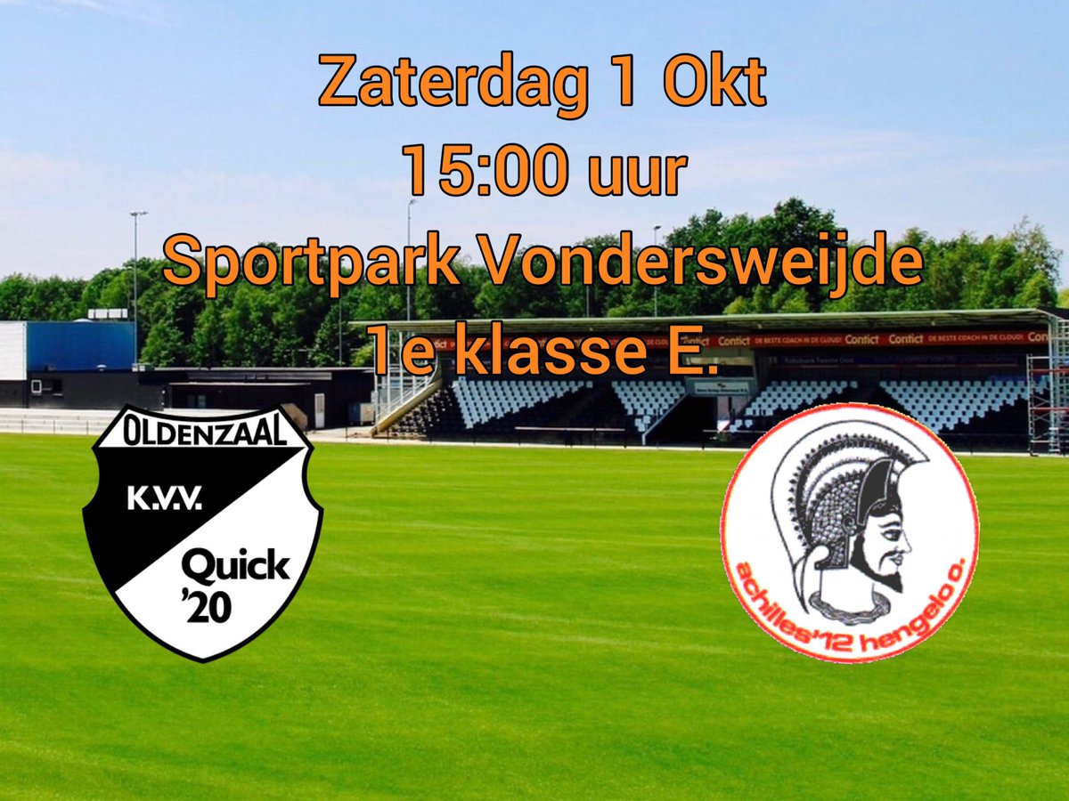 kvvquick20's tweet photo. MATCHDAY!

⚽️ Quick'20 1 - Achilles’12 1
🕝 Aanvang 15:00 uur
🚩Competitie
🏟 Sportpark Vondersweijde
✅️ @kvvquick20 #1eklasseE @KSV_Achilles12 #quiach https://t.co/KV0YDTg1rB