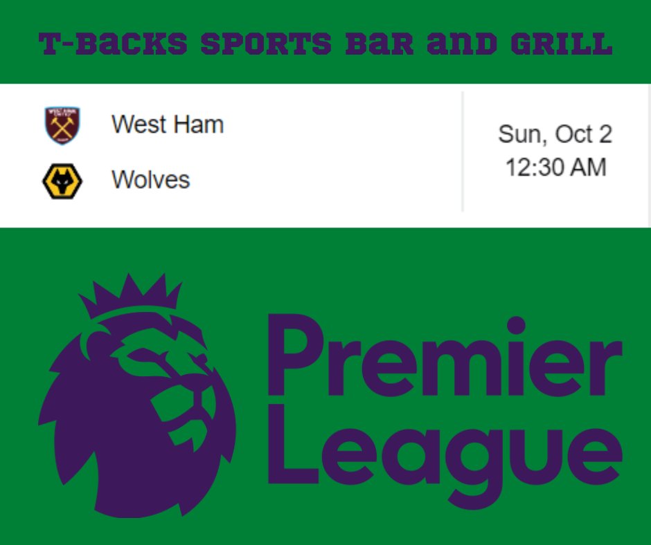 tbacksbbq's tweet photo. T-Backs Sports Bar and Grill has one live EPL game Sunday morning at 12:30 am. #EPL2022 #tbackssportsbarandgrill #tbacksisgood #Pampanga #angelescity #EPL #westhamvswolves https://t.co/mkEbpjLR2m