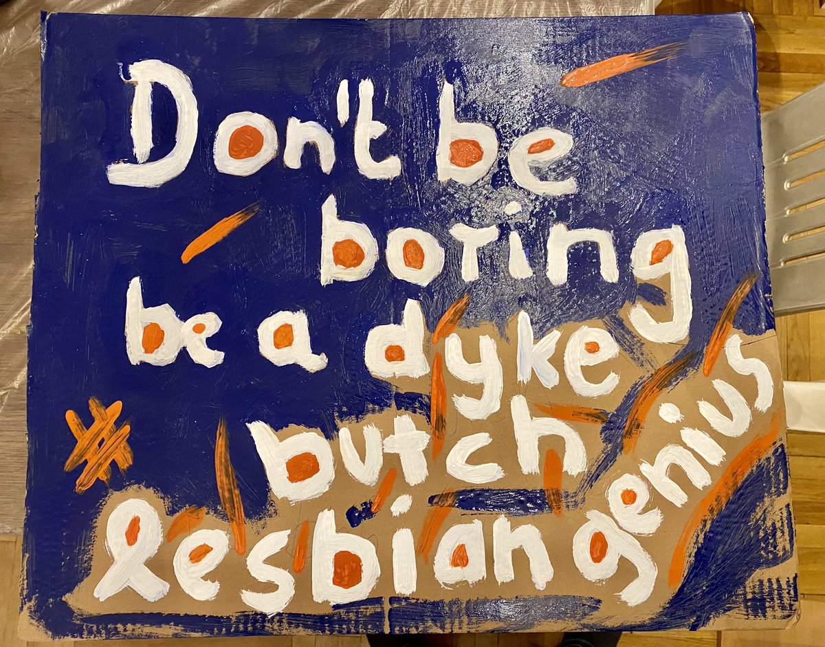 Ready for the evening 😝 For the first time in my life I joined a banner making session. And look what? It was great. Thanks to the hosts, to <a href="/EuroLesbianCon/">EL*C - EuroCentralAsian Lesbian* Community</a> and everyone working together. #ELCBudapest2022 #LesbianResistance