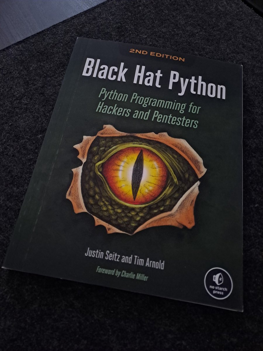 notahades's tweet image. Finally get my copy of this masterpiece #BlackHatPython by @jms_dot_py @nostarch & Tim Arnold ❤️#python #hacking #pentesting