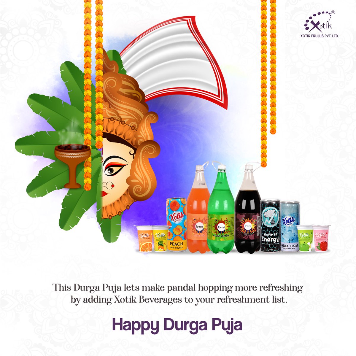 XBeverages's tweet photo. This Durga Puja lets make pandal hopping more refreshing by adding Xotik Beverages to your refreshment list.
Happy Durga Puja

#xotikbeverages #durgapuja #navratri #xotikjeeru  #xotik #durgapujo #xotikfamily #instagram #jaimatadi #maa #mumbai #kolkatadurgapuja #devi #bengali https://t.co/Wvo6NyC9IO