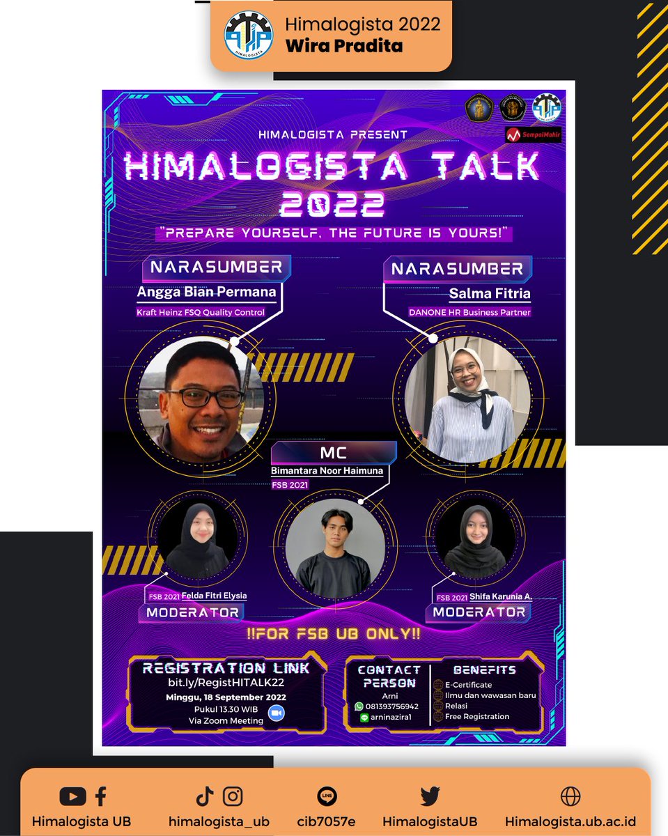 Halo teman-teman Departemen Ilmu Pangan dan Bioteknologi!
Hi- Talk kembali dalam bentuk webinar untuk kita semua. Webinar ini akan membantu kita dalam menambah wawasan mengenai dunia kerja.