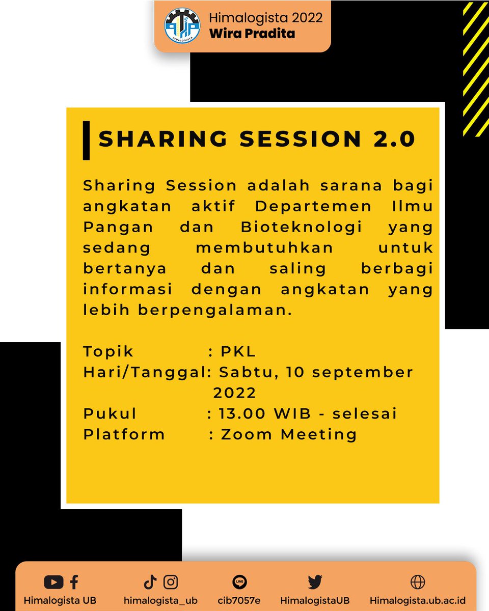 🙋🏻‍♀️Halo teman-teman Departemen Ilmu Pangan dan Bioteknologi🙋🏻‍♂️

Besok akan diselenggarakan Sharing Session 2.0 dengan topik pembahasan, yaitu PKL✨

Jangan lewatkan kesempatan ini dan kami tunggu kehadiran kalian!