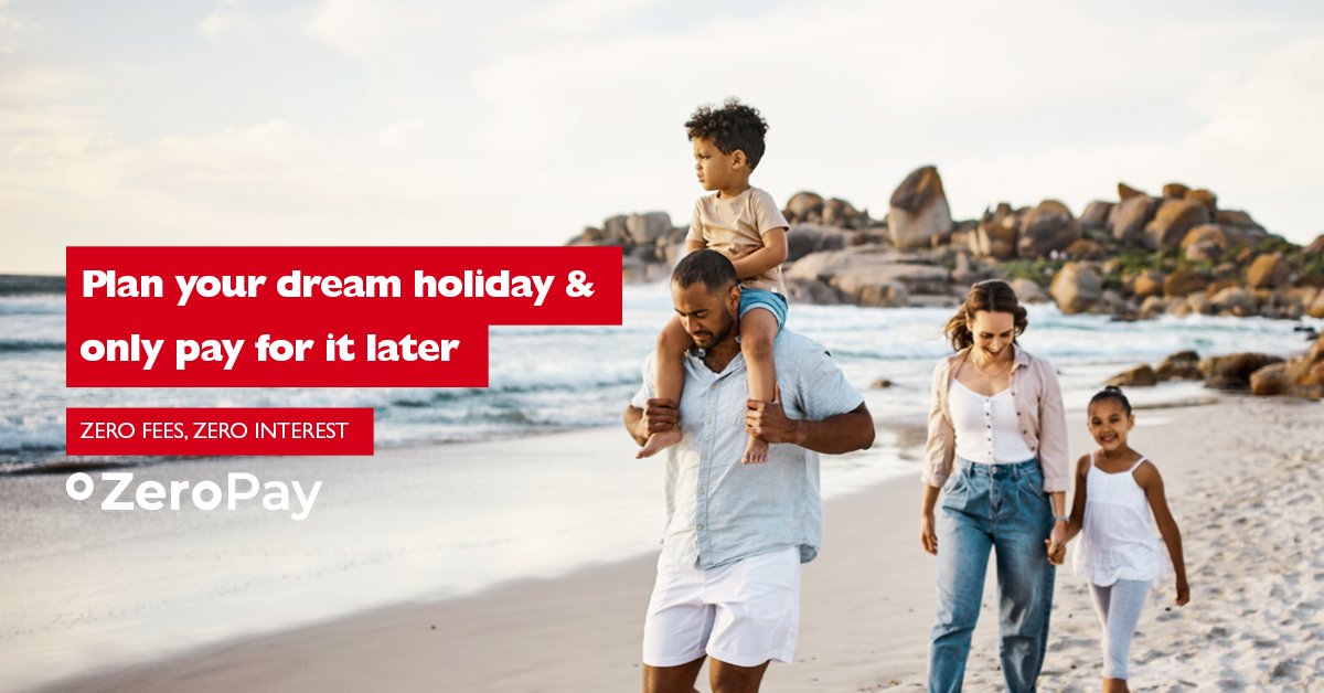 FlightCentreRSA's tweet photo. Introducing ZeroPay to our Flight Centre customers! 😍 An easier way to book your holiday NOW and pay for it LATER. Zero fees, Zero interest!
What are you waiting for? Get in touch with us today 🌞🌴🥥
#experienceourexperience #zeropay https://t.co/C2Cxj9MZeB