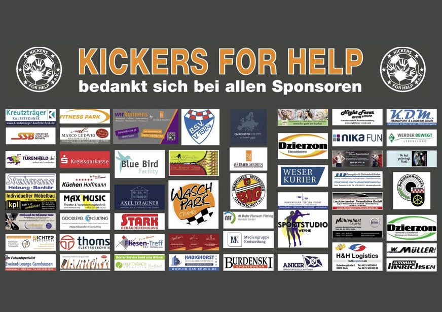 Kickersforhelp's tweet image. Hallo liebe Kickers Freunde 🫶🔥, was wäre Kickers For Help e.V ohne unsere großzügigen Sponsoren?
Richtig, NICHTS!
DANKE🙏🙏#brinkum #sponsoren #brinkumer3days #stuhr #bremen #kickersforhelp #benefiz #verein #gemeinnützig #helfen #unterstützen
