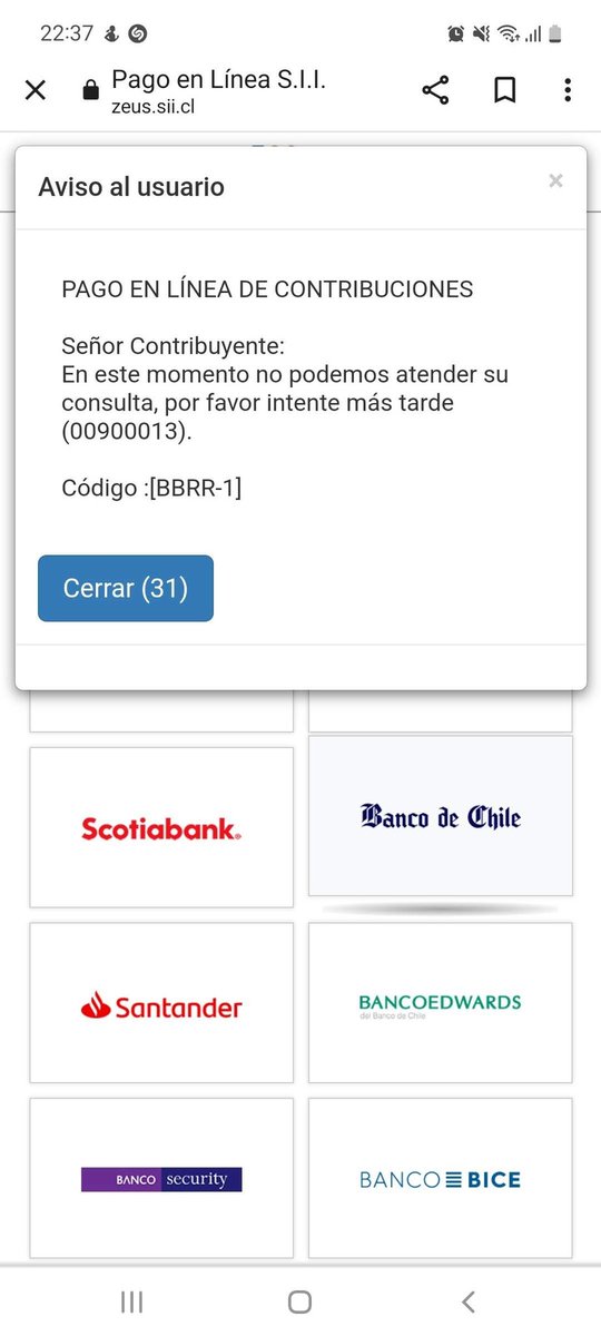 IngridSolSan's tweet photo. @SII_Chile No pude pagar, error en el sistema https://t.co/L9E8Qv93YE
