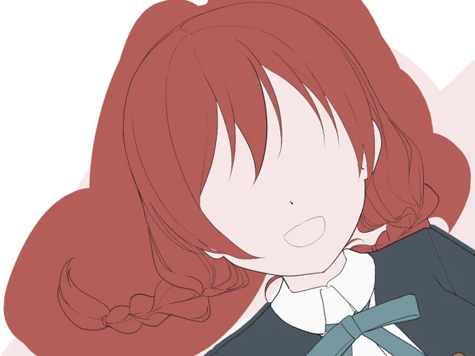 ⑧髪～顔あたりの特に干渉が激しいパーツは線画レイヤーを分け、塗るときに非表示にするとスムーズです⑦の工程はオートアクションにするともっと楽!(参照レイヤーは「レイヤー」→「レイヤー設定」→「参照レイヤーに設定」で設定可能です) 