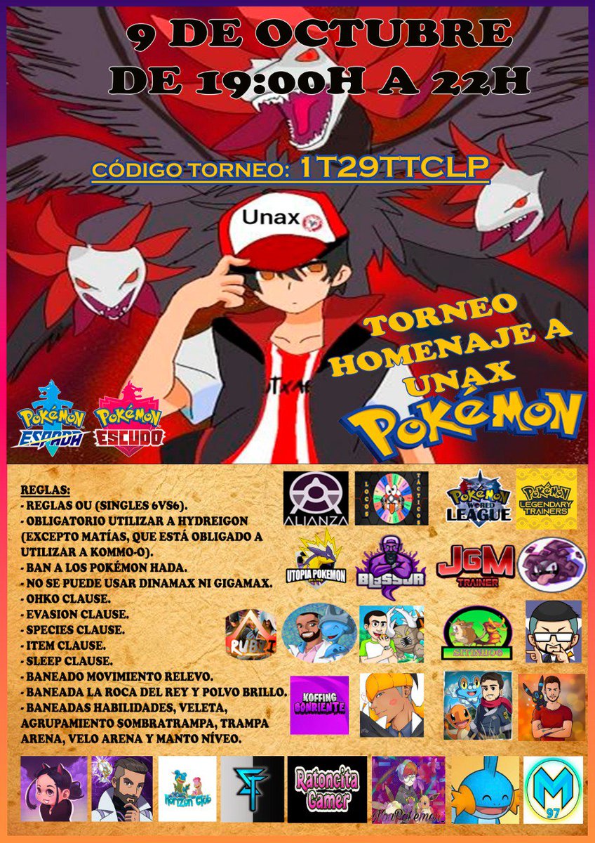 tungus87's tweet photo. Ya tenemos código para el torneo homenaje a unax,Cualquier duda sobre las reglas preguntarme por privado
@Bl3sSuR @Sitinho6Y @LockeVGC @Pok3Doctor @KolashARK @KoffSonriente @LaLigaMonotype @LockeVGC @RachelEevee07 @pokeroy01 @GamerRatoncita @Afrodita_PKM 

#UnaBatallaPorUnax https://t.co/wjAenxBfgZ