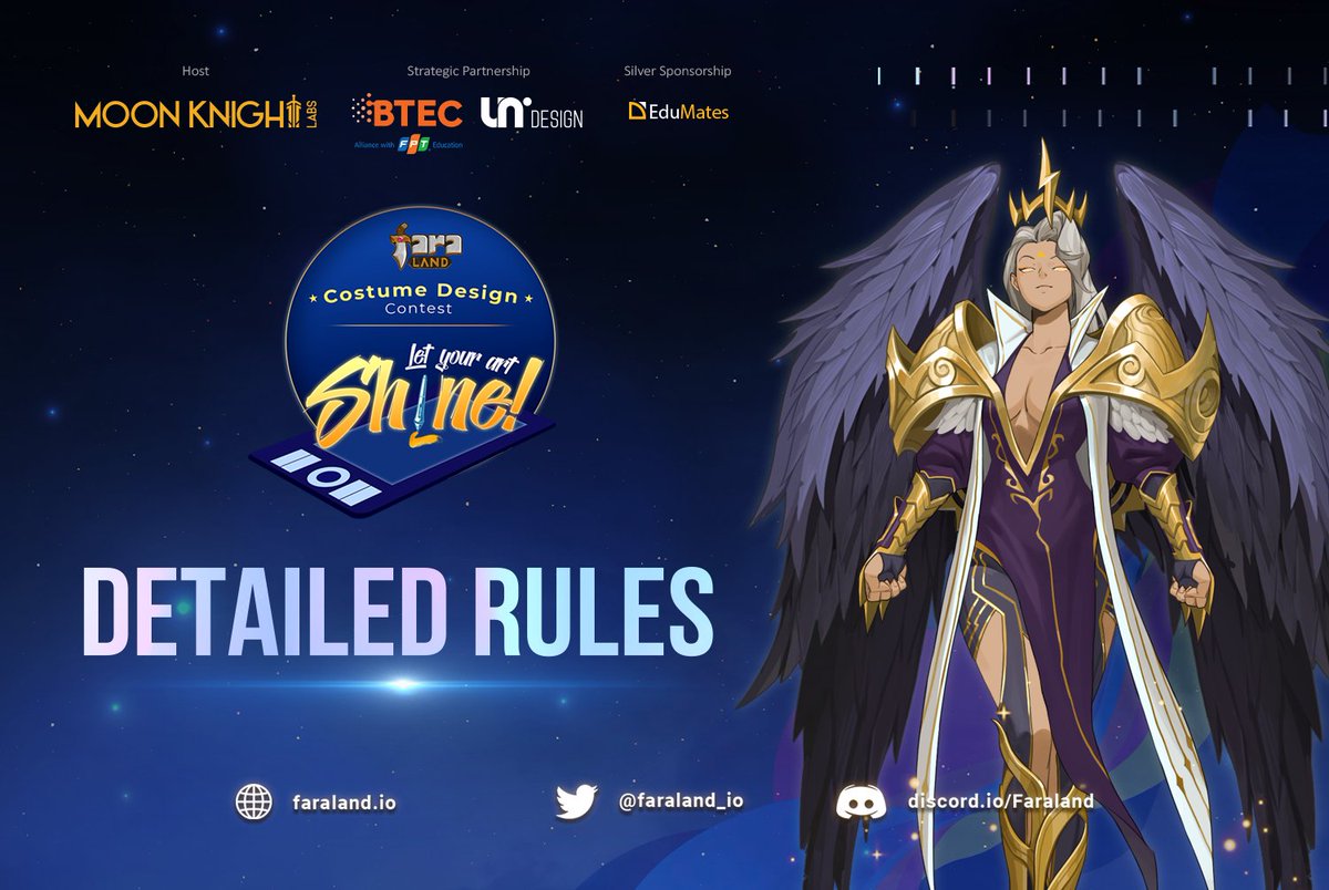 📣 OFFICIAL ANNOUNCEMENT: DETAILED RULES

✨ FARALAND - COSTUME DESIGN CONTEST✨

🔥 Topic: Design a complete game outfit for one out of seven different races: Human, Efl, Orc, Fairy, Dragonborn, and Angel.

👉More details: faraland.io/event

#Faraland #BNBChain $FARA