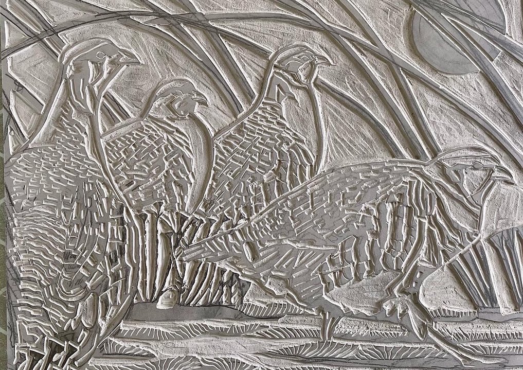 maxangusmaker's tweet image. ‘Little steps’ 4 block linocut image size 34 x 29cm. Number 3 of the edition is framed &amp;amp; waiting for the exhibition Mall Galleries to open to the public 13th October.The Natural Eye’ by The Society of Wildlife Artists. Preview of exhibition is available Mall Galleries website.