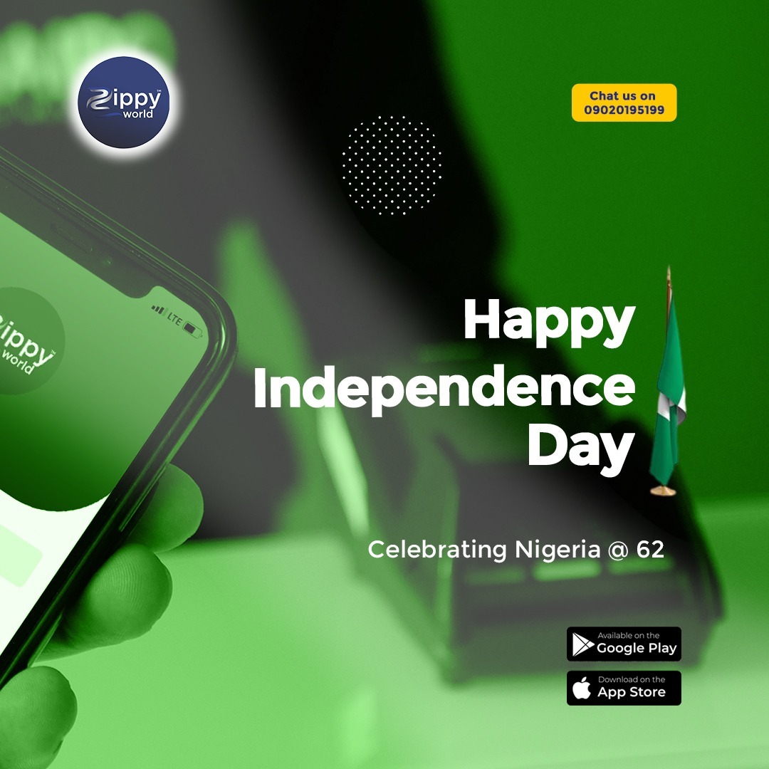 zippyworld_app's tweet photo. On this special day, we at Zippyworld wish our customers, partners, and team members a very Happy Independence Day.
Together as a Nation, we shall make Nigeria great.

#Zippyworld
#IndependenceDay 
#NigeriaAt62 https://t.co/N2jynDuxkZ