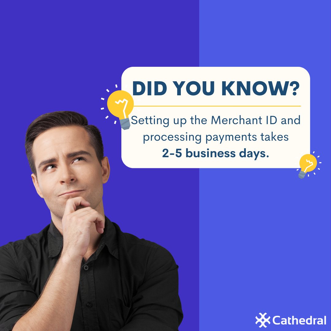 CathedralPay's tweet photo. Setting up the Merchant ID and processing payments takes 2-5 business days. As an ISO we work directly with the bank to offer lightning fast underwriting. Owning a true merchant account couldn't be faster!

https://t.co/BckhQaLUYL

#MerchantAccount #PaymentProcessing #ISO https://t.co/XVQnRnXJ3u