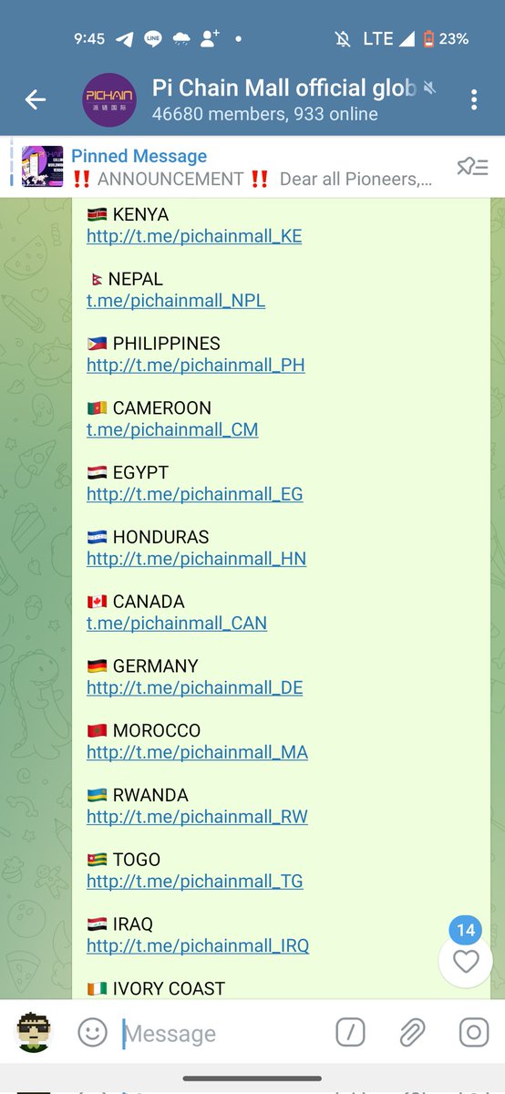 pichainmall's tweet photo. 2/3
These are the local PCM Telegram group that we have. They are managed by the local operation team. Pioneers are welcomed to visit them for latest PCM information and PCM barter assistance. https://t.co/FHzqKrGXiC