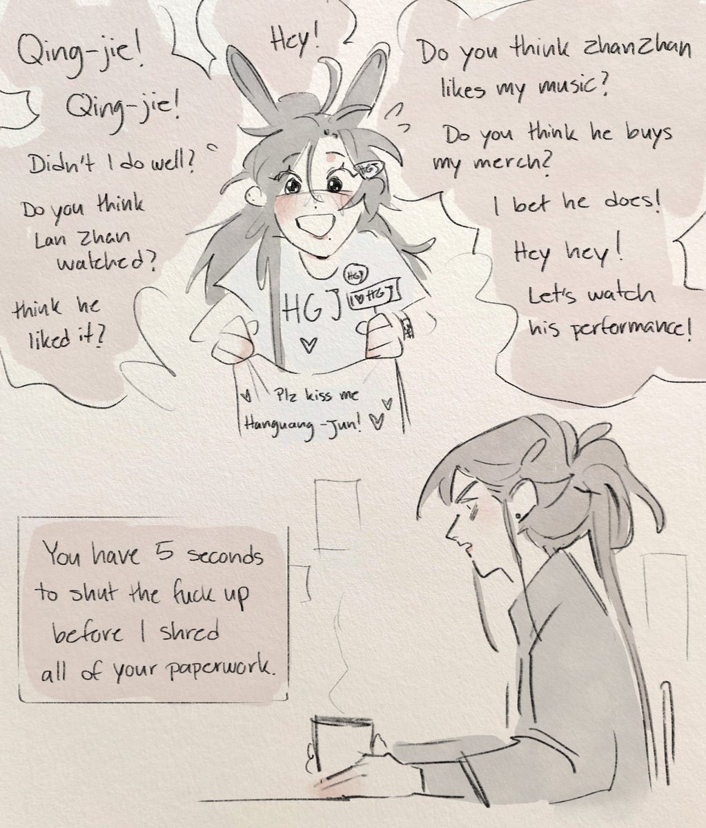 imi_mimimoo's tweet photo. Modern idol AU where Mianmian is a dedicated wingwoman and Wen Qing is sick and tired
#MDZS #WangXian https://t.co/YfXe5ttJlo