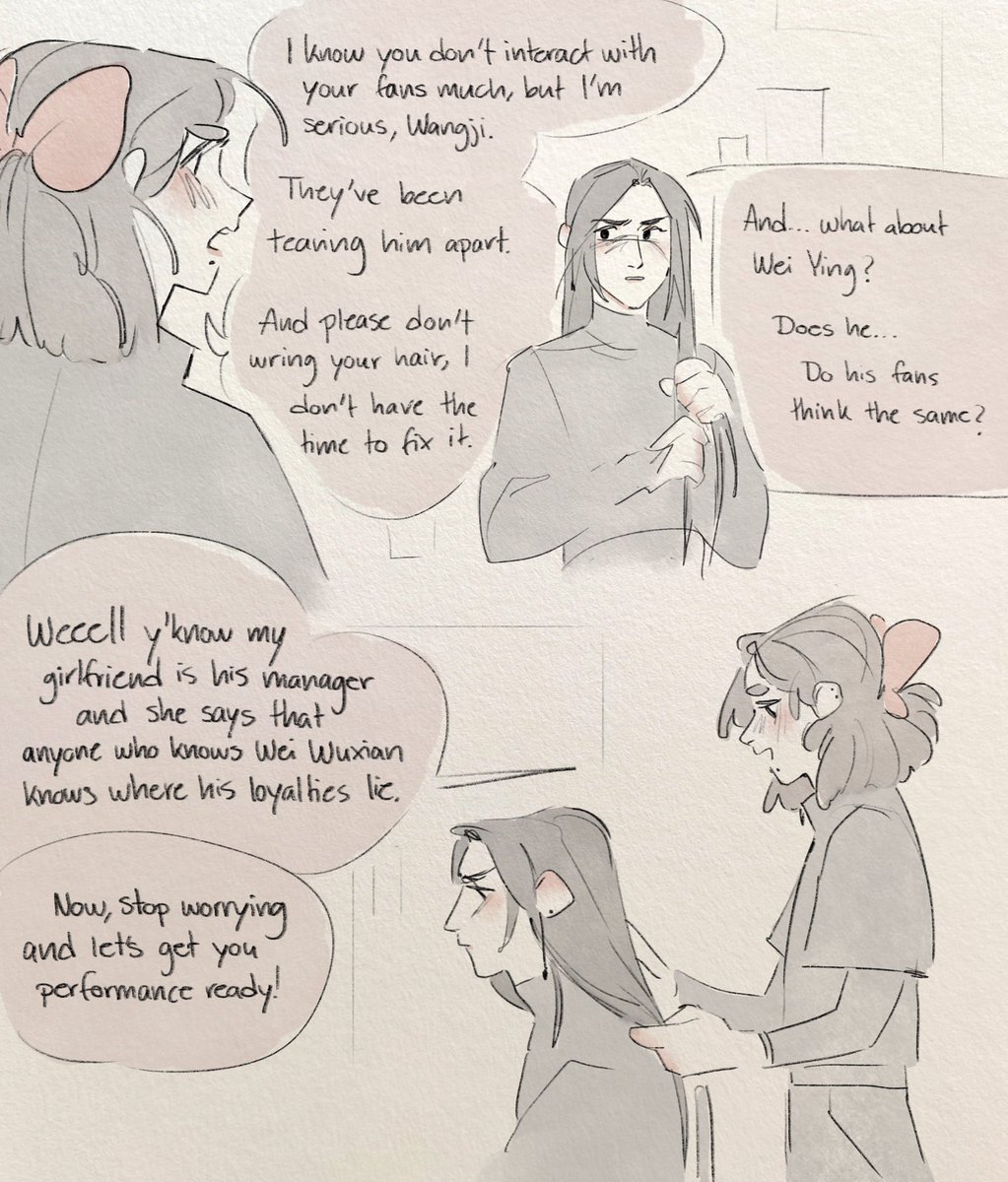 imi_mimimoo's tweet photo. Modern idol AU where Mianmian is a dedicated wingwoman and Wen Qing is sick and tired
#MDZS #WangXian https://t.co/YfXe5ttJlo