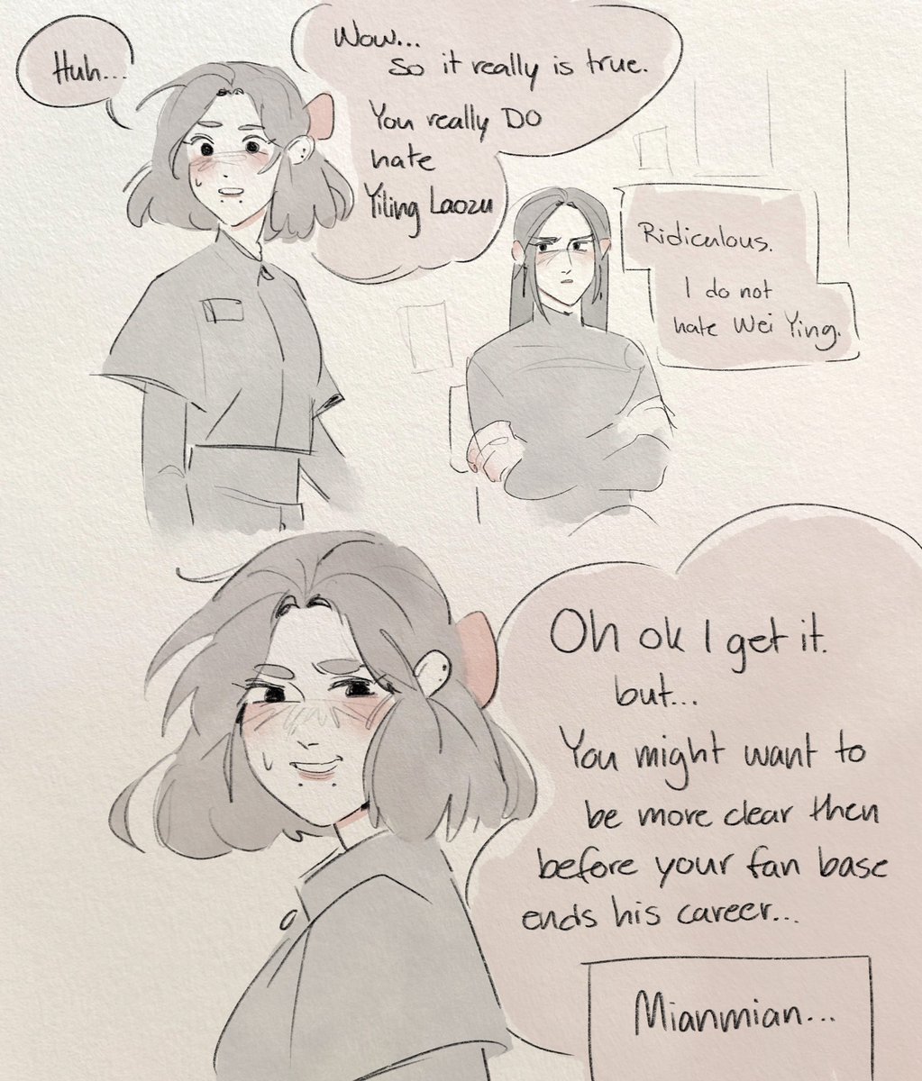 imi_mimimoo's tweet photo. Modern idol AU where Mianmian is a dedicated wingwoman and Wen Qing is sick and tired
#MDZS #WangXian https://t.co/YfXe5ttJlo
