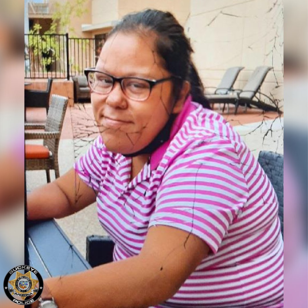 BuckeyeAZPD's tweet photo. **MISSING/ENDANGERED PERSON**
BPD needs your help locating 32yo Yasmin Alvarez who left home near 4th St/Centre around 8 p.m. last night to go for a walk & has not returned. She is diagnosed w/ Down syndrome. Last seen wearing wht shirt, blk leggings. If you have info, call 911. https://t.co/cXzrRL0R4E