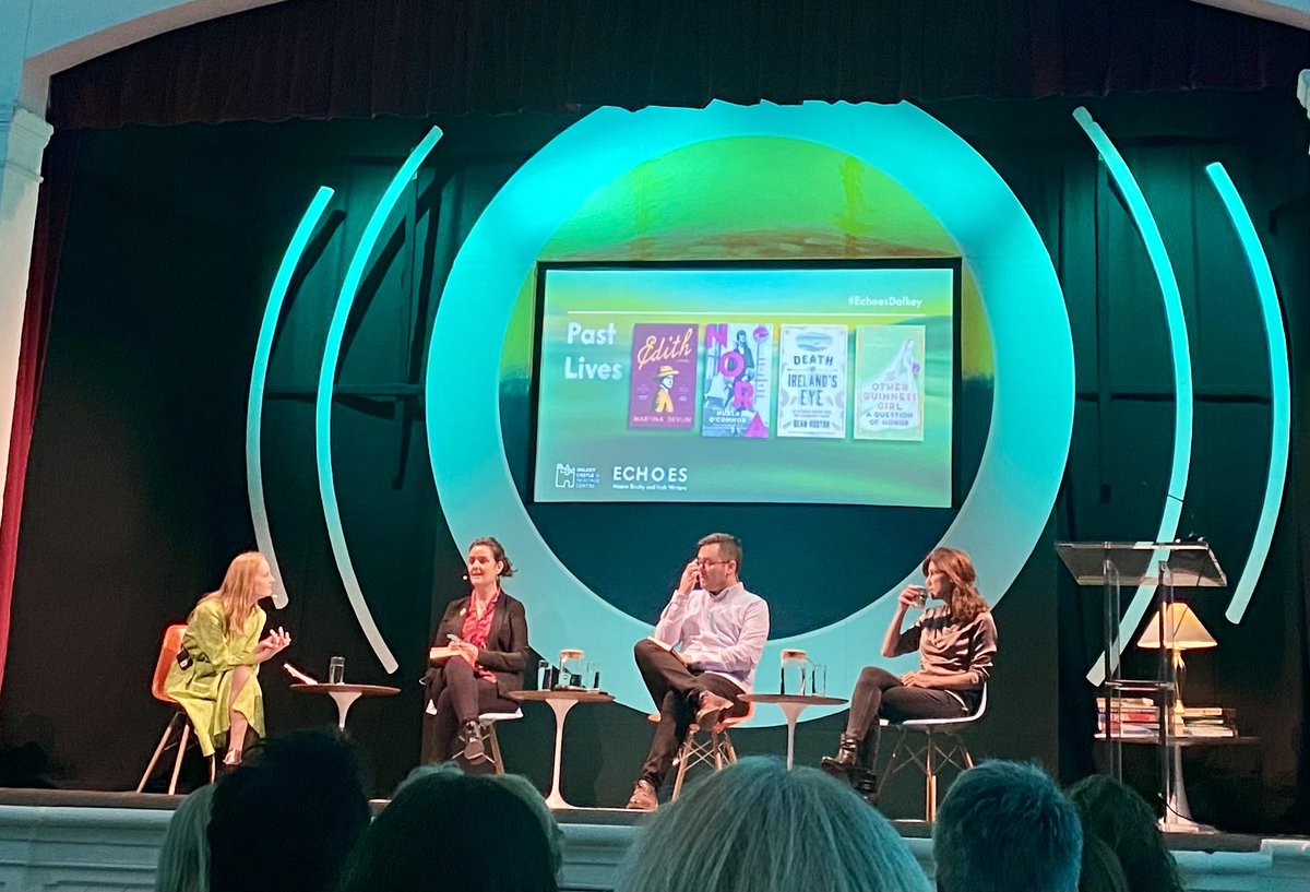 juneshannon's tweet image. Past lives conversation with ⁦@DevlinMartina⁩ authors, ⁦@NualaNiC⁩ ⁦@DeanRuxton⁩ and ⁦@EmilyH71⁩ #EchoesofDalkey ⁦@echoesdalkey⁩