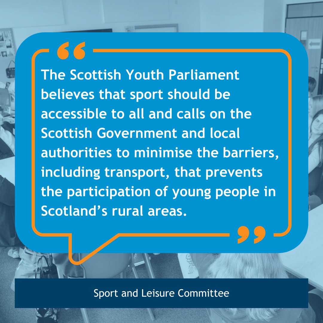 Finally, SYP’s Sport and Leisure Committee (<a href="/SYP_SPL/">SYP Sport and Leisure Committee</a>) would like to see barriers removed to allow young people from Scotland’s rural communities to take part in more sport #SYP78