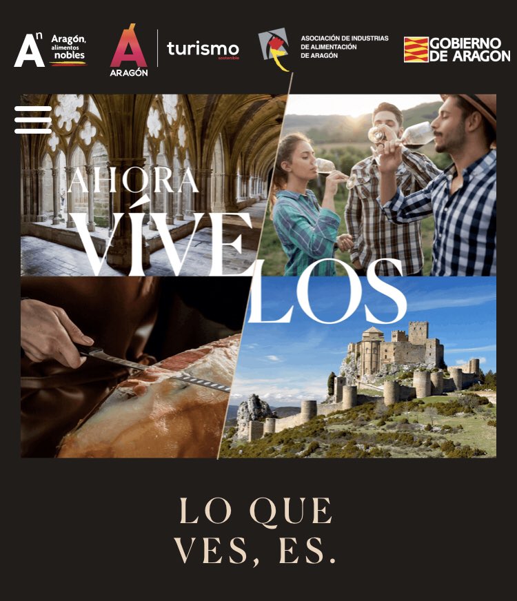 Aragón alimentos nobles, ¡ahora vívelos!, nuestra nueva campaña de promoción nacional de <a href="/aragonalimentos/">Aragón Alimentos</a> a través de la industria alimentaria <a href="/AIAA2/">Alimentos y Bebidas de Aragón-AIAA</a> y con la colaboración de <a href="/aragonturismo/">Turismo de Aragón</a> y la calidad diferenciada de Aragón ¡Consigue tu experiencia! promocionalimentosaragon.com
